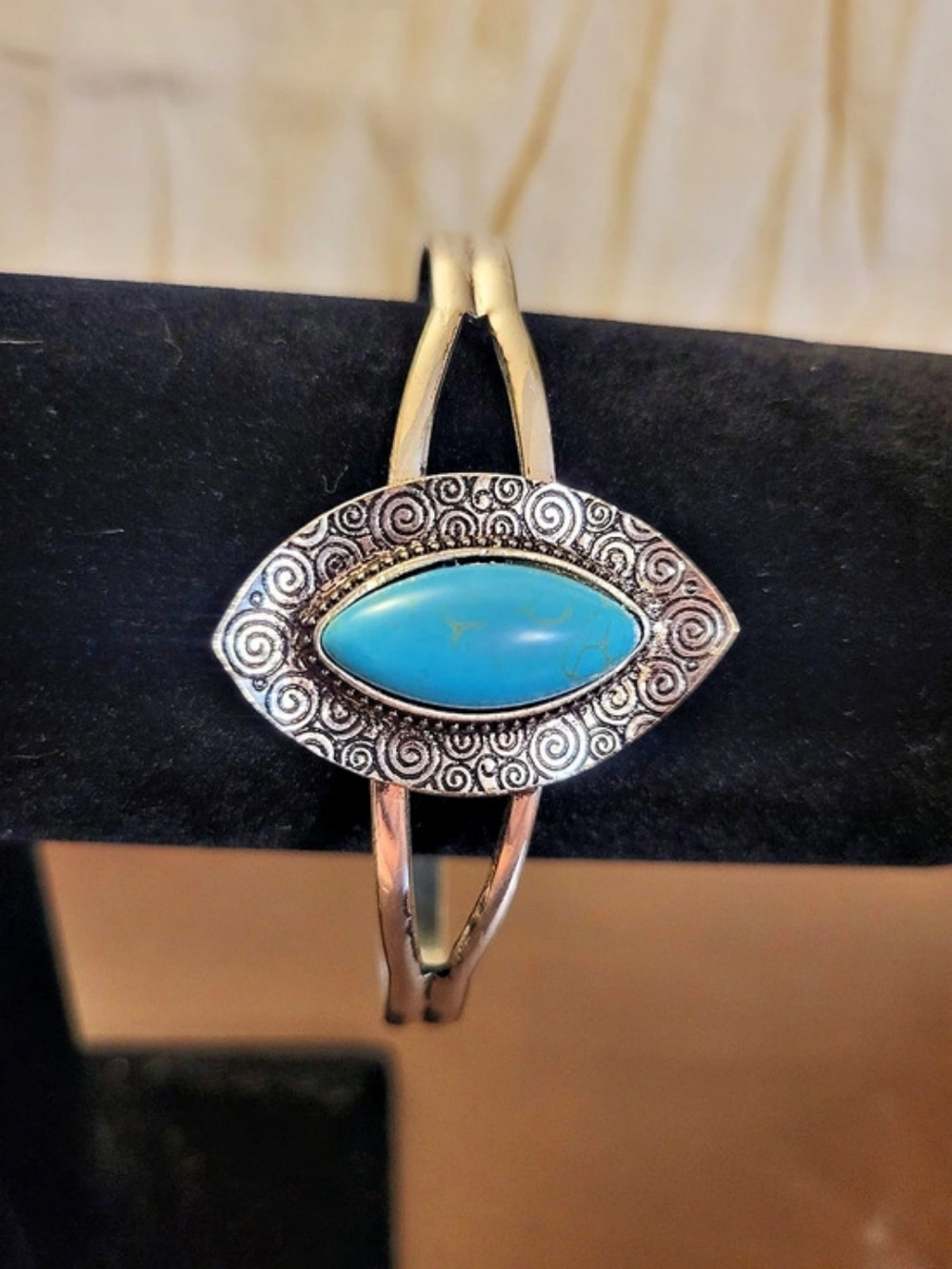 Plus Size Turquoise Stone Silver-Tone Cuff Bracelet Torrid